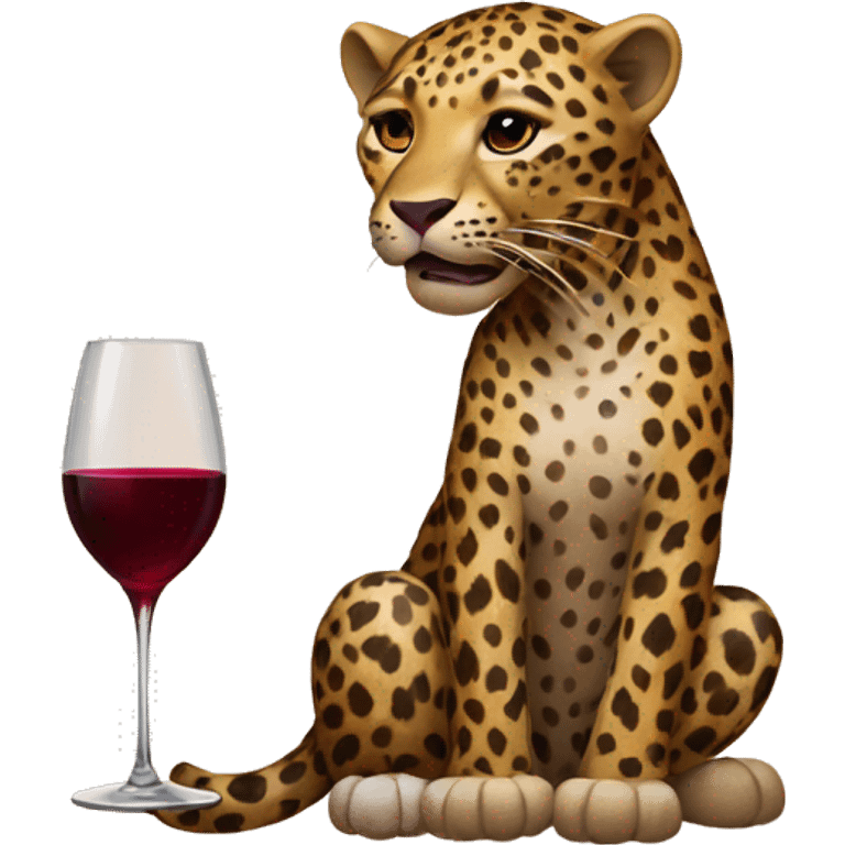 Leopard with wine emoji