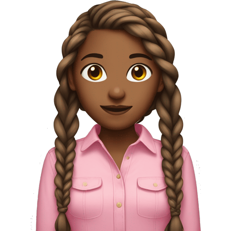 Brown skin girl with shoulder length braids and a pink shirt emoji