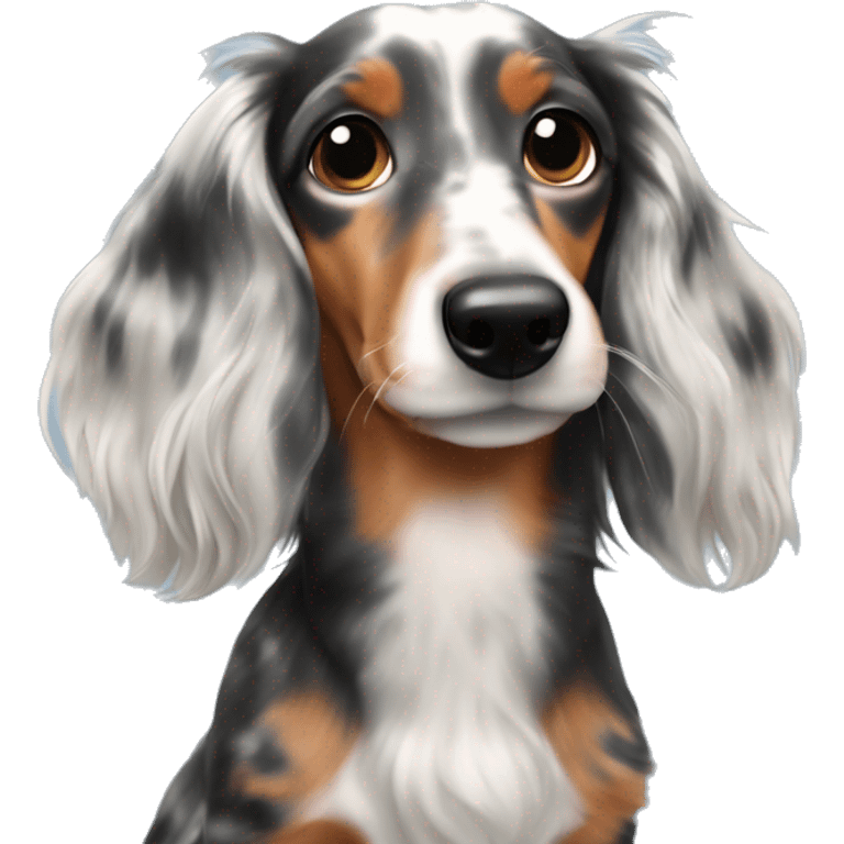 Tri Merle long haired Dachshund  emoji