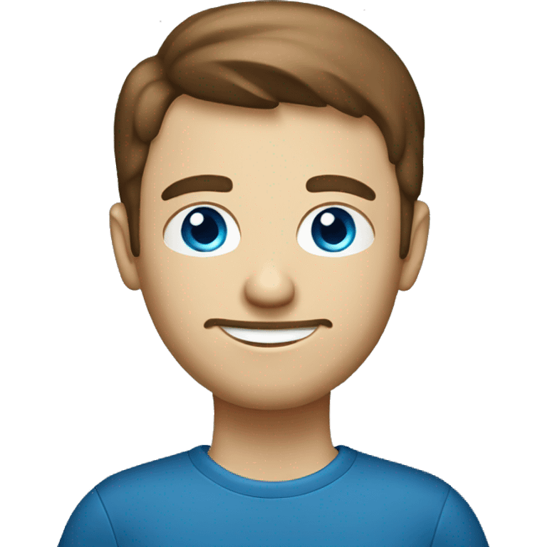 caucasian programmer, blue eyes, brown hair with laptop emoji