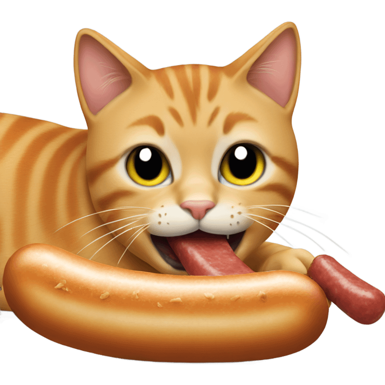 Cat eating a sausage emoji