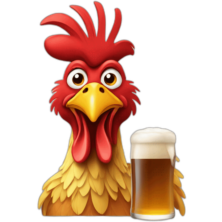 rooster with beer emoji