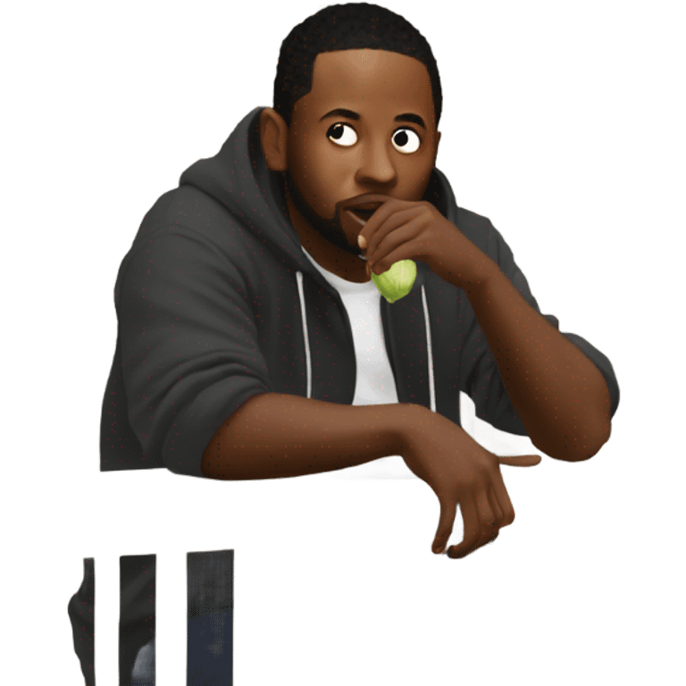 Kendrick Lamar eating onions on a balcony emoji