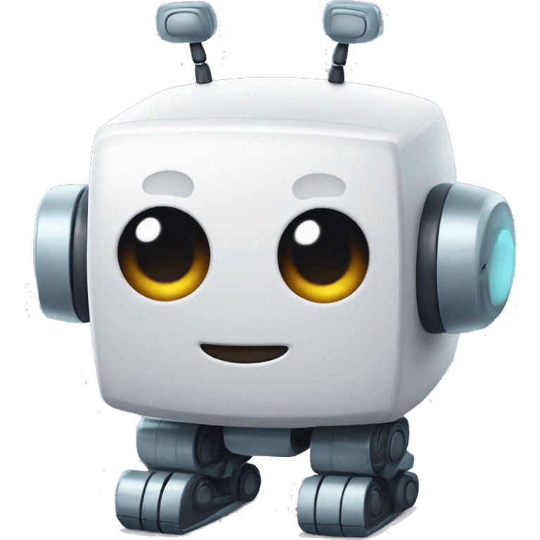 cute cubic ai robot with antennas from his head emoji