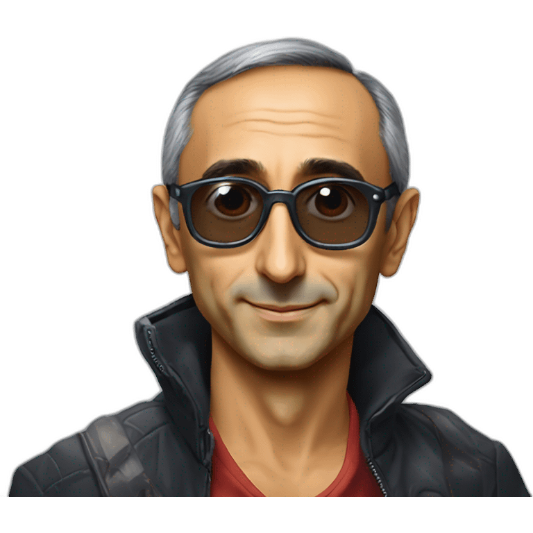 Eric Zemmour avec des lunettes de soleil sur une tortue géante et un Pikachu emoji