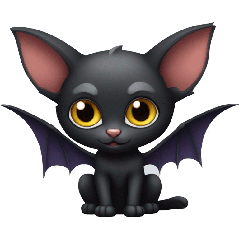 Black-Vampire-Batty-Lykoi-Cat-Fakémon-Cat With Bat-wings for ears emoji