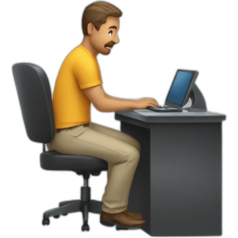 man sitting on a chair using the computer emoji