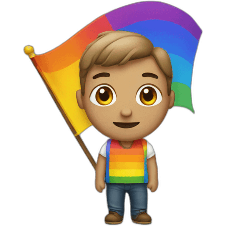 man wearing gay flag emoji