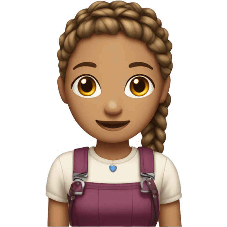 A Carmel skinned girl with braids and braces emoji