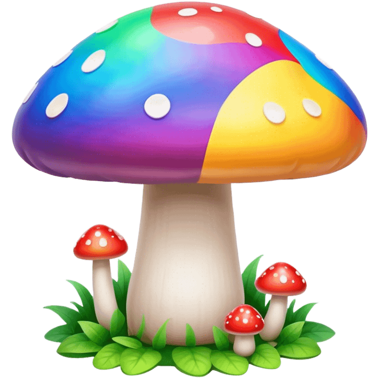 Rainbow colored 3D style mushroom emoji