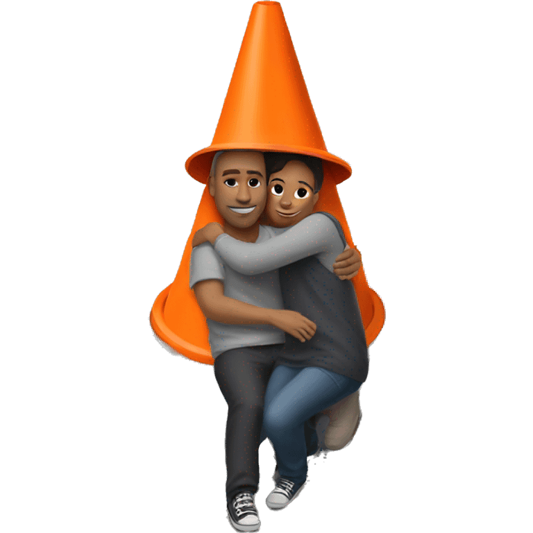 Cuddling a traffic cone emoji