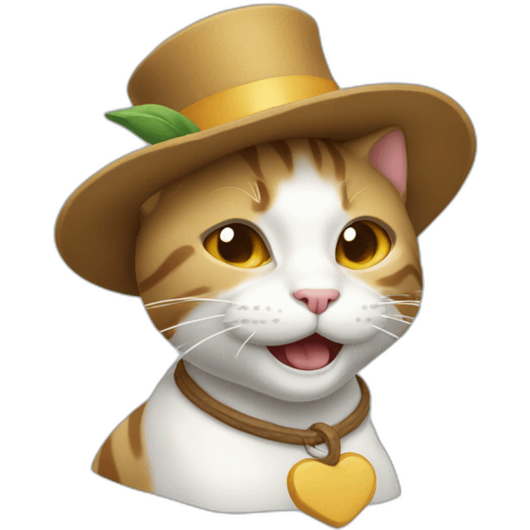 Gato de boné falando oi emoji