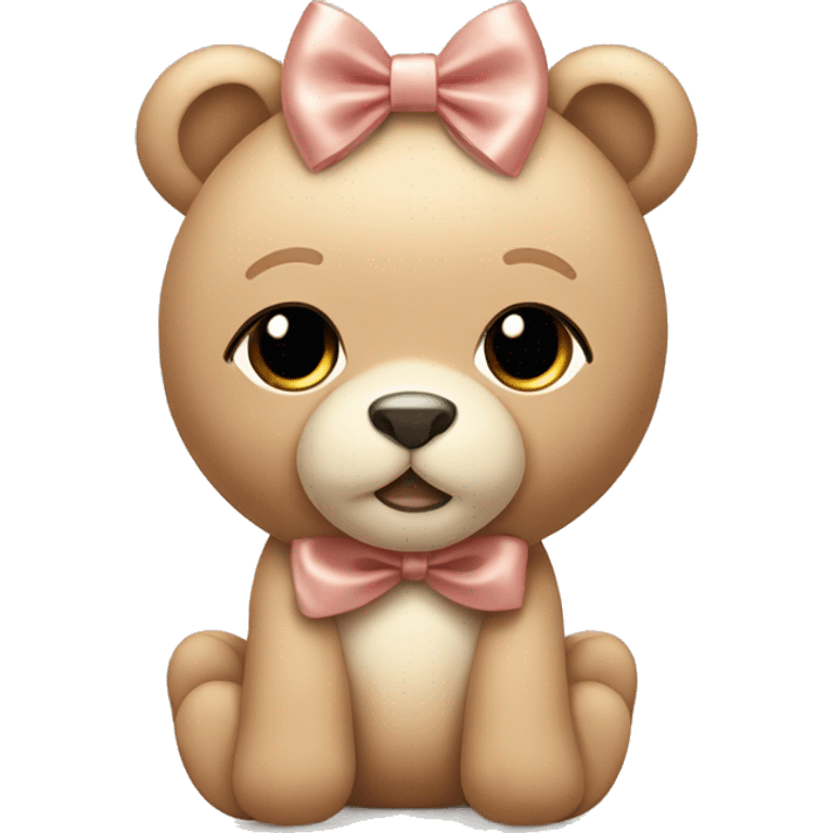 cute teddy beige or rose gold with a cute bow on the head emoji