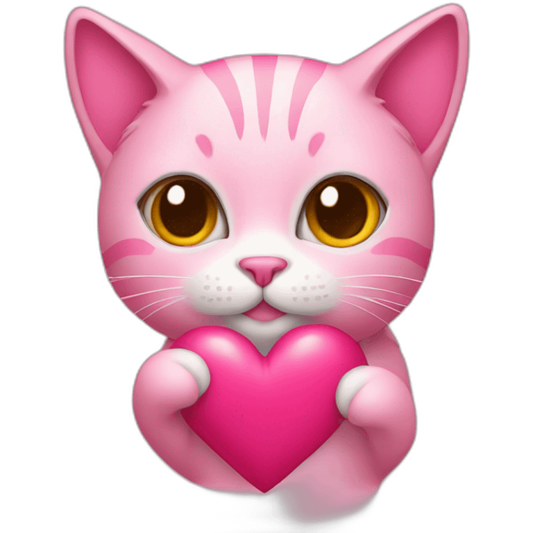 pink cat holding a heart emoji