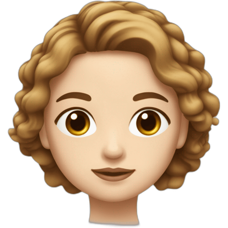 Fille blanche avec cicatrice de brulure à la joue avec des cheveux court marrons emoji