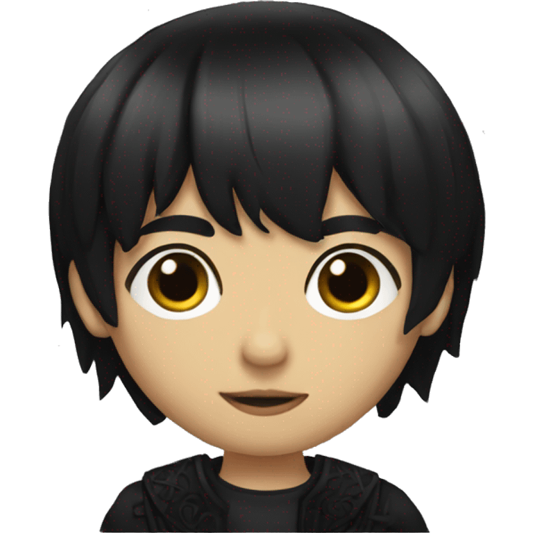 Byzantine Mexican Goth boy with black hair and bangs  emoji