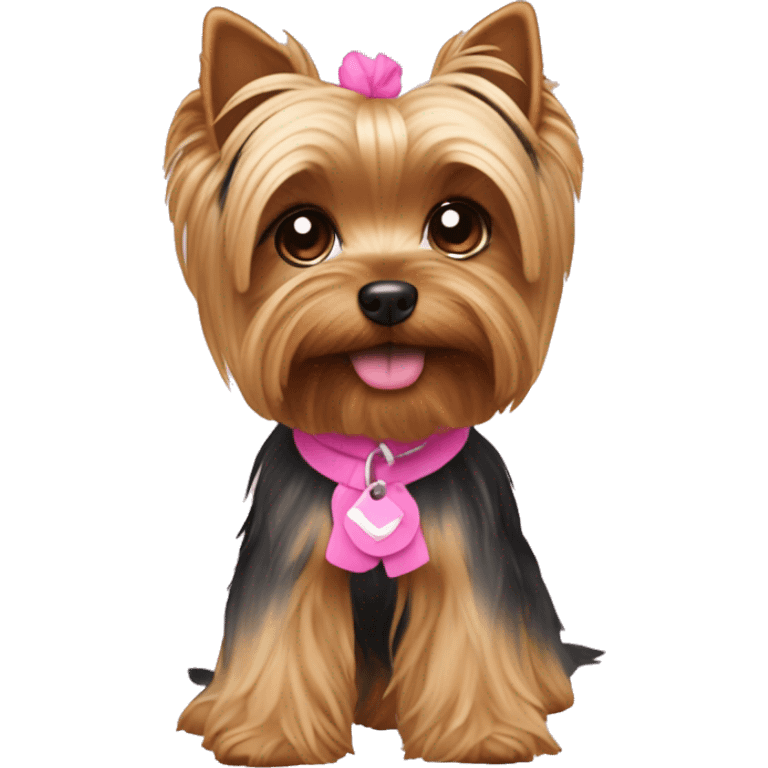 A yorkie dog with a pink  ིྀ emoji