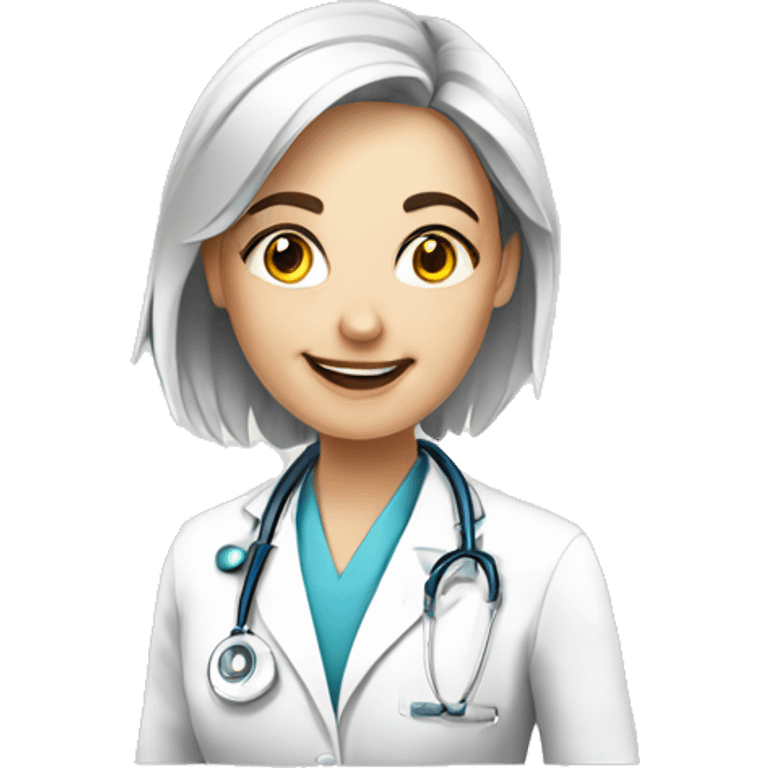 young european doctor-woman-happy emoji