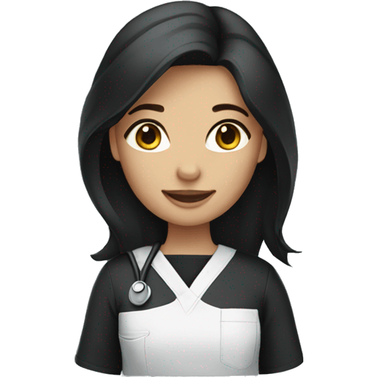 brunette girl wearing black scrubs emoji