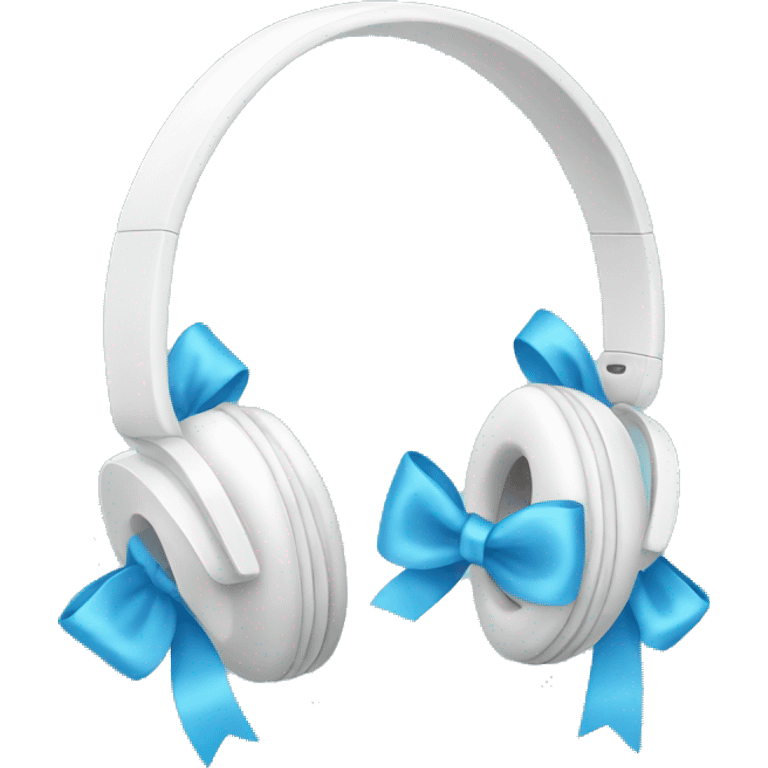 White headphones with light blue bows emoji