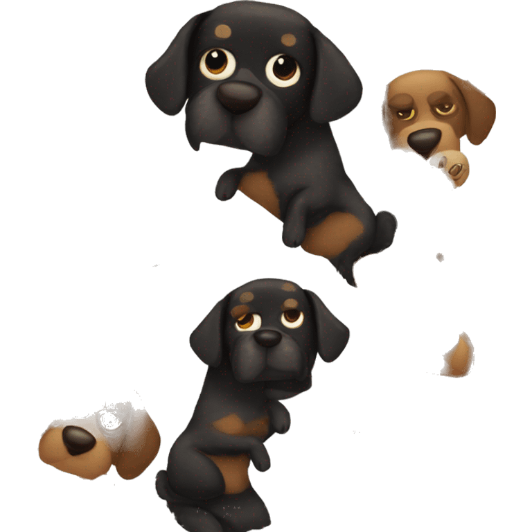 furry black and brown dog with eye patch  emoji