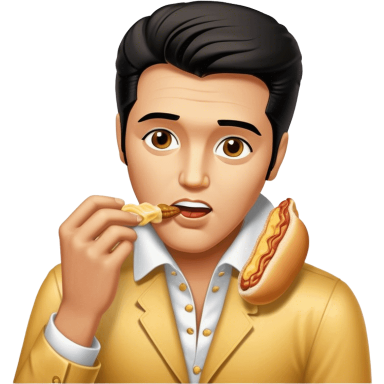 Elvis Presley eating a peanut butter banana bacon sandwich emoji