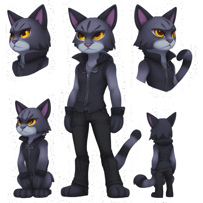 Anthro Dark Edgy Cool Shy Grumpy FurSona Feline Fakemon Full Body emoji