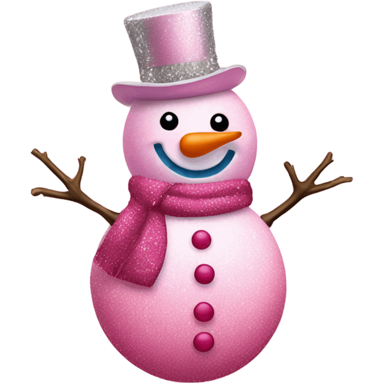 Rose pink snowman with glitter  emoji