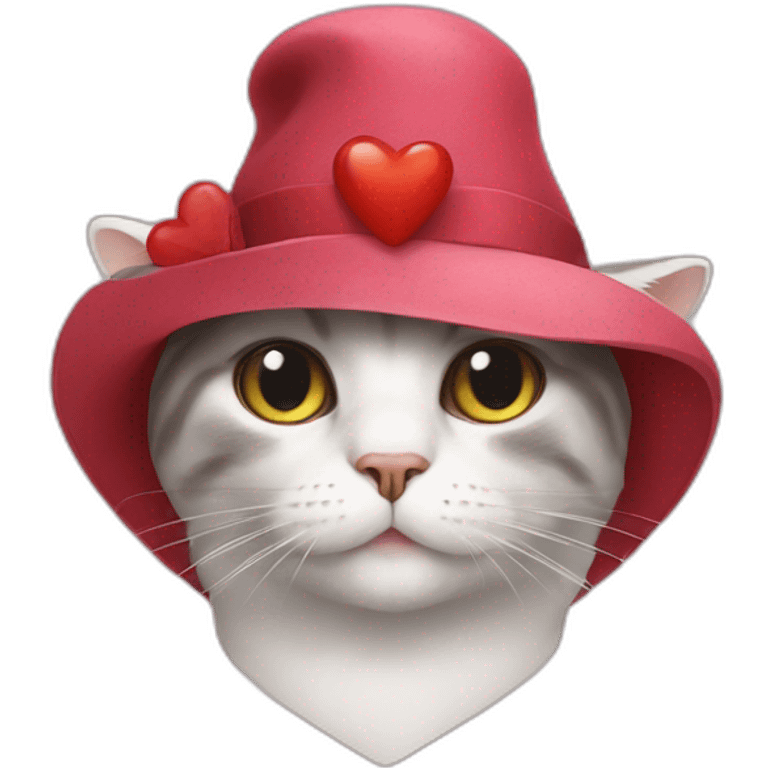 Cat in heart-shaping hat emoji