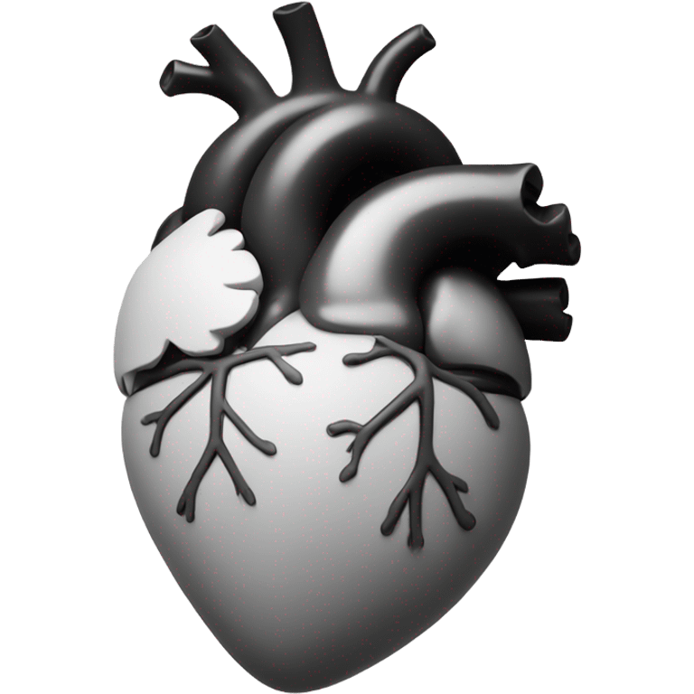 Anatomical heart with black and white emoji