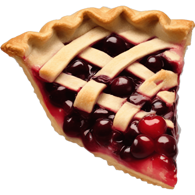 Cherry pie slice on glass plate  emoji