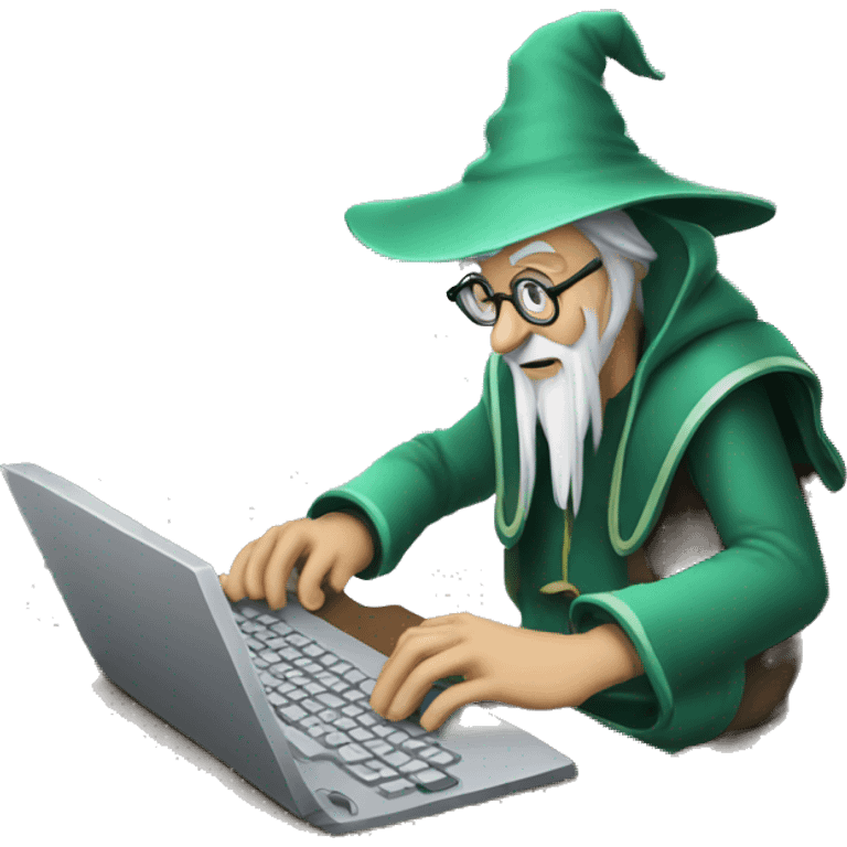 Wizard typing on a computer emoji