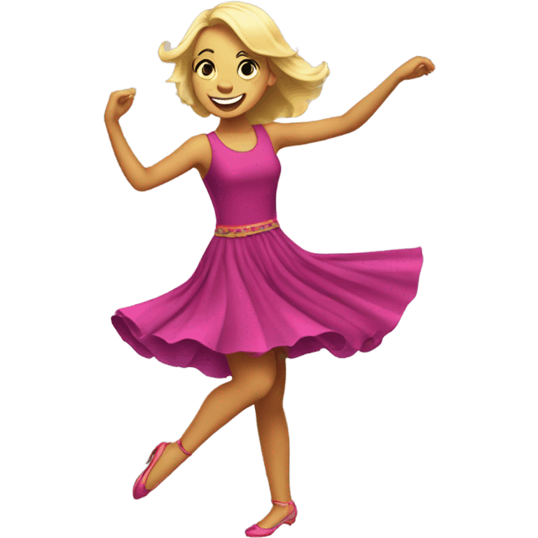 blonde girl dancing excited in dress emoji