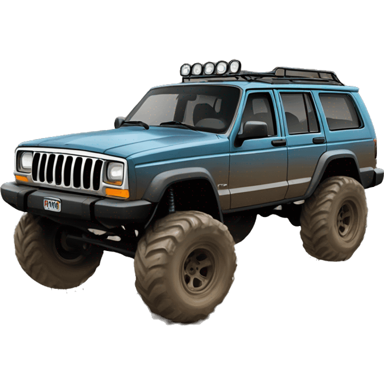 Lifted Jeep XJ mud running emoji