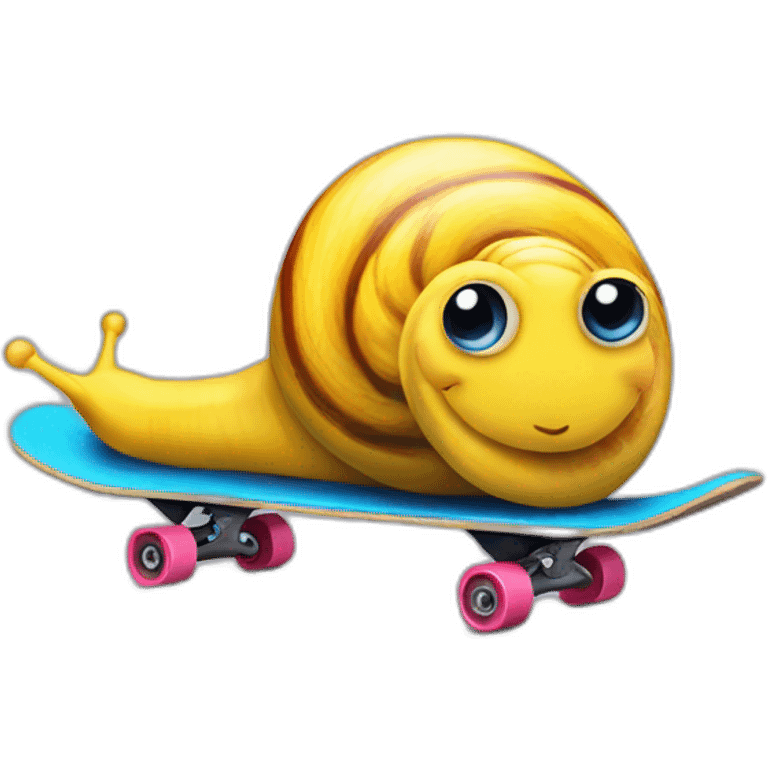 yellow snail on a blue skateboard emoji