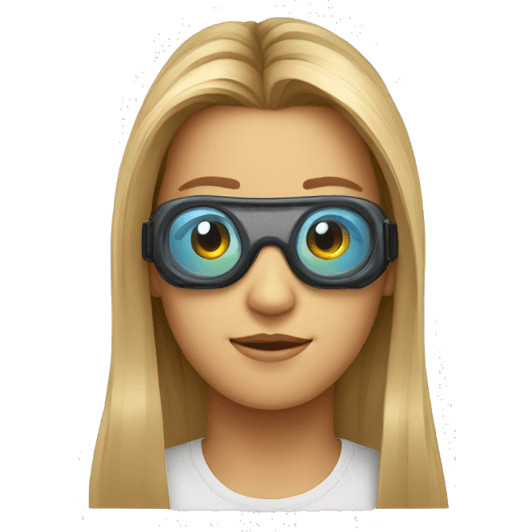 Oval shape face with rectangle shape goggles with long hair  emoji