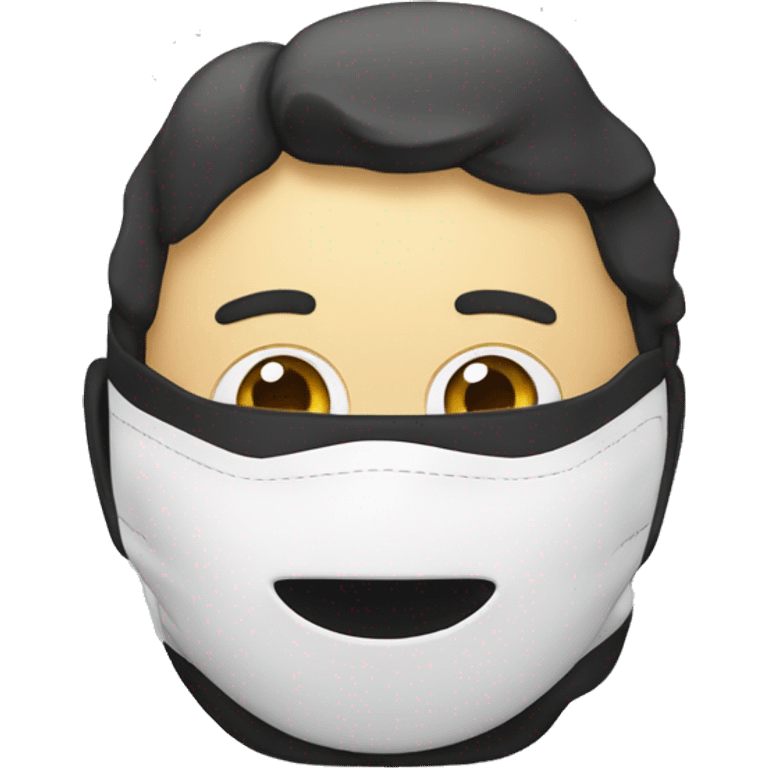 Un voleur avec des rayures noir et blanches. Un masque sur les yeux et un sac de banque sur le dos emoji