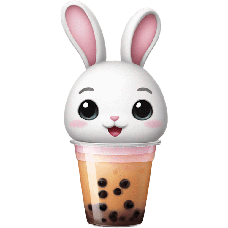 Cute bunny holding a bubble tea emoji