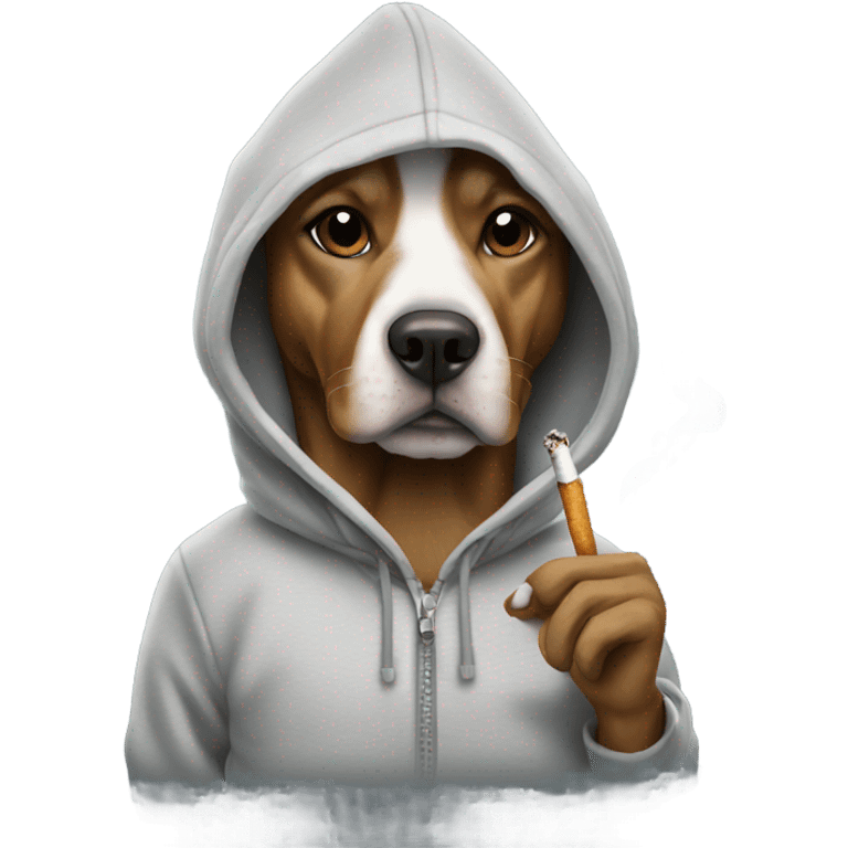 Dog wearing hoodie smoking  emoji