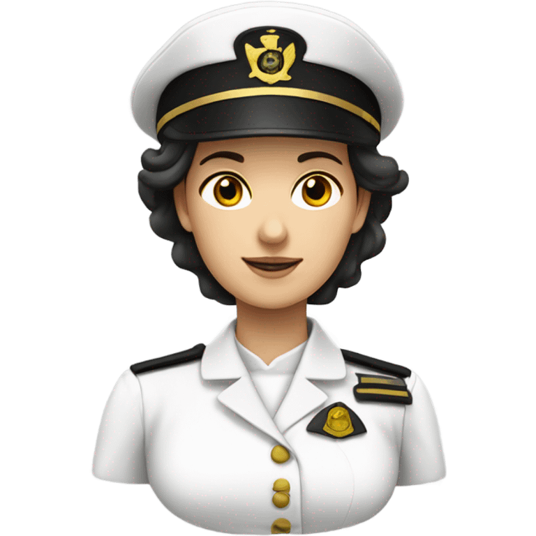 German Ship Captain Woman white Uniform dark hair emoji