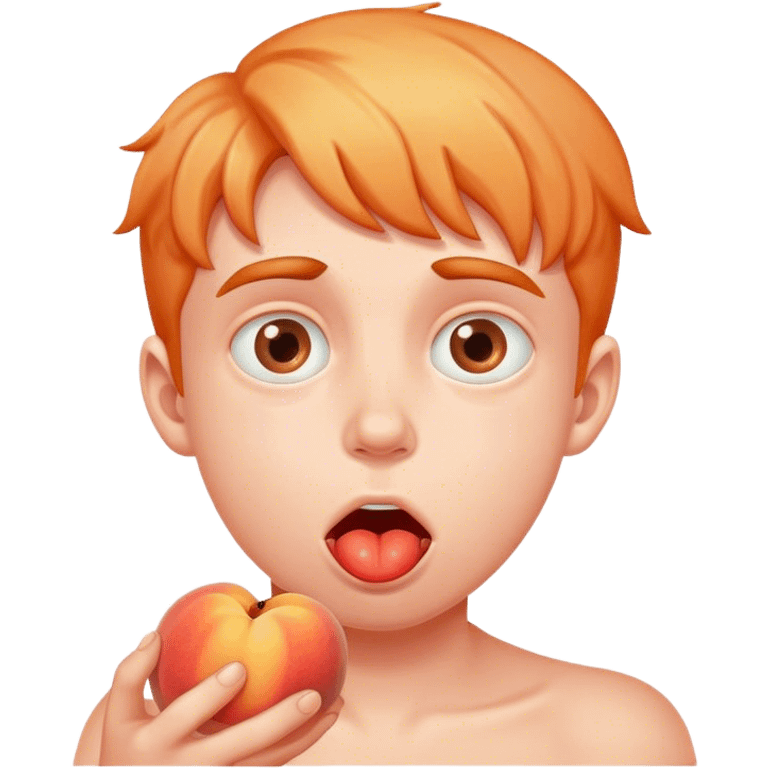 Boy drooling with peaches as eyes emoji