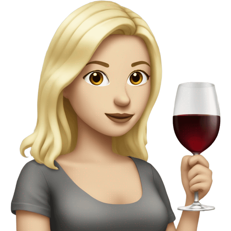 White girl, blonde, drinking wine for 21st birthday emoji