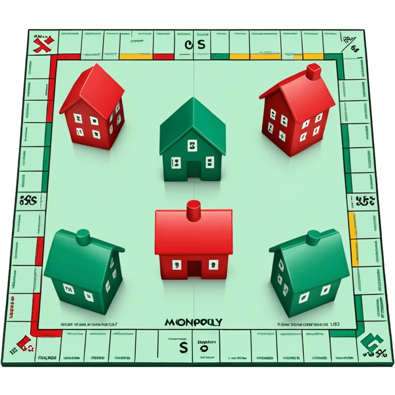 Monopoly Green and red houses emoji