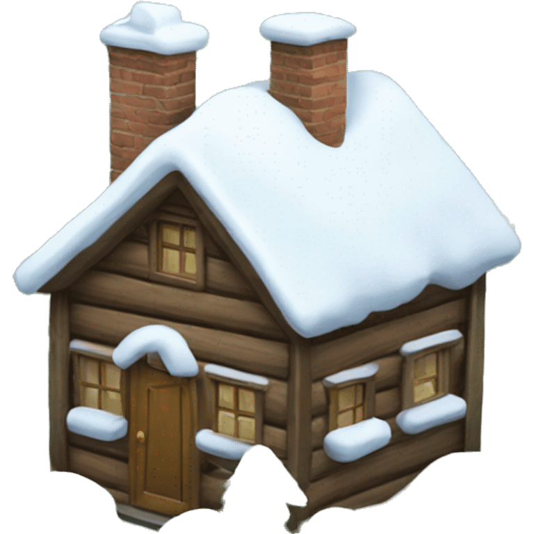 Little house covered by snow in the forest emoji