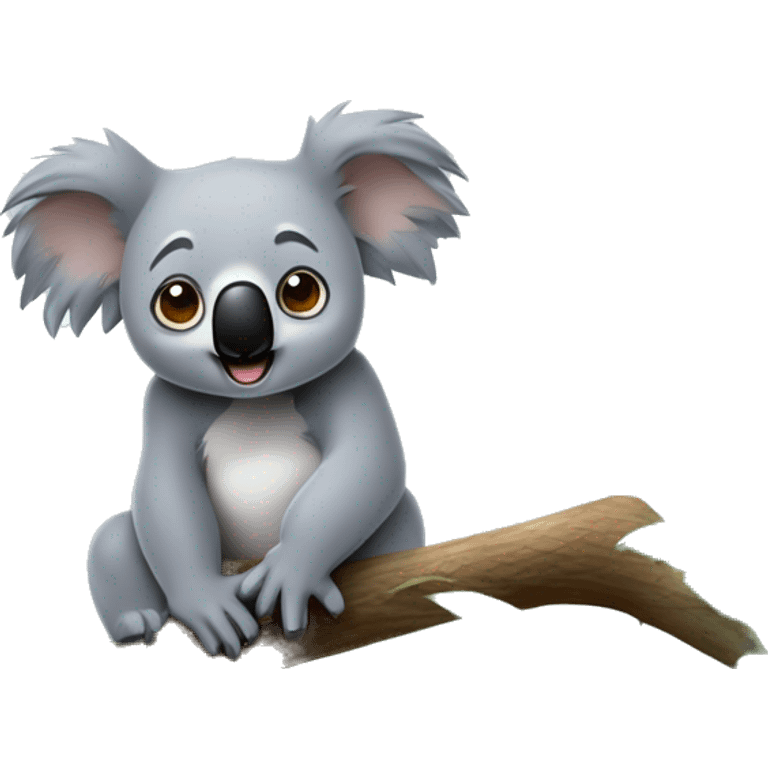 Un koala que camina de la mano de un oso panda mientras comen un helado y tienen una expresión contenta, están debajo de un árbol mientras llueve ￼ emoji