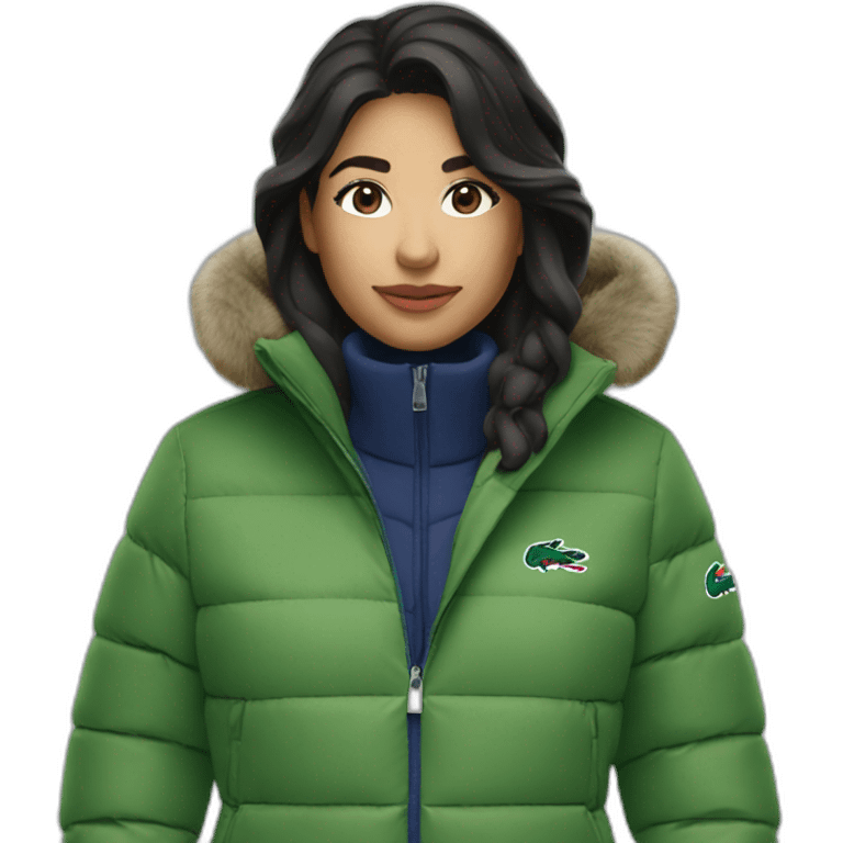 latina woman using Lacoste puffer jacket emoji