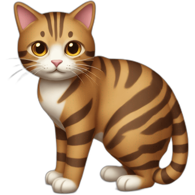 very-striped-brown-cat-full-body emoji