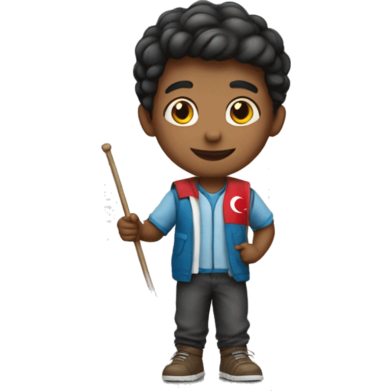 the boy waving the Turkish flag emoji