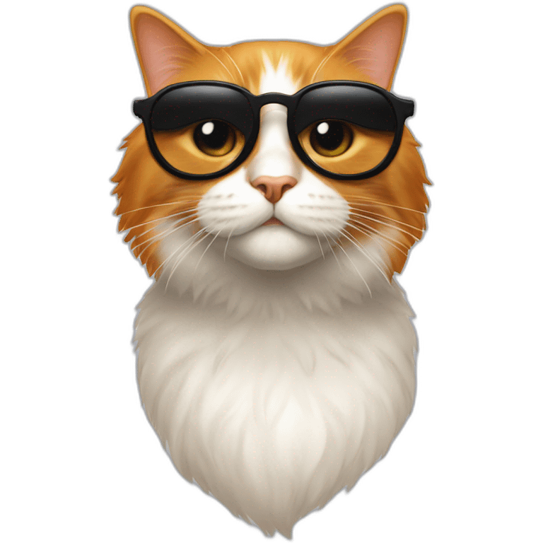 Un chat roux avec des lunettes de soleil noire emoji