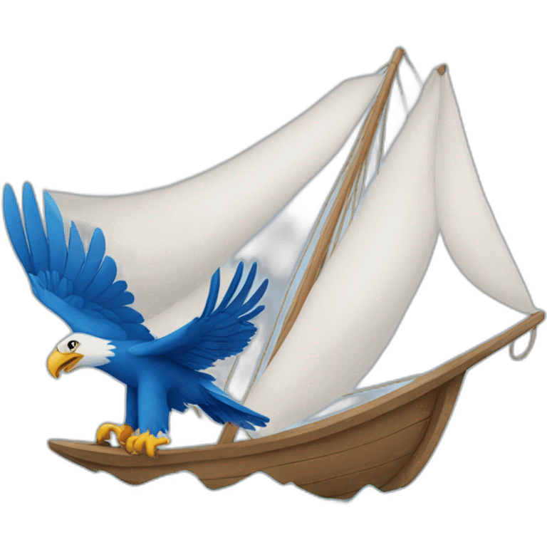 Blue eagle in a sailing boat emoji